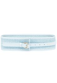 Marni logo-stamp raffia belt - Blu