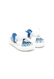 Marni Kids floral-print leather slippers - Bianco