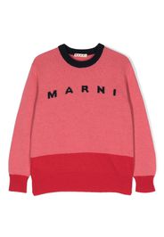 Marni Kids intarsia-logo panelled jumper - Rosa