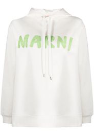 Marni logo-print cotton hoodie - Bianco