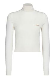 Marni embroidered-logo high-neck ribbed sweater - Bianco