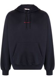 Marni logo-print cotton hoodie - Blu