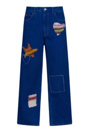 Marni Jeans a gamba ampia con design patchwork - Blu