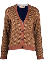 Marni graphic-print V-neck cardigan - Marrone