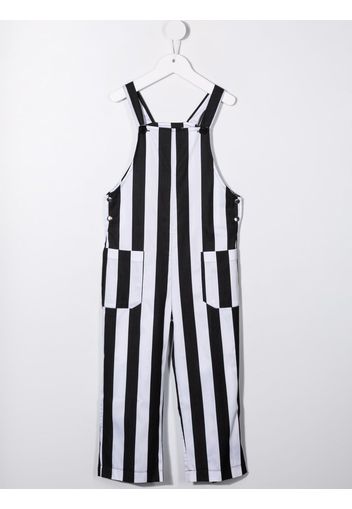 Marques'Almeida KIDS striped organic cotton dungarees - Nero