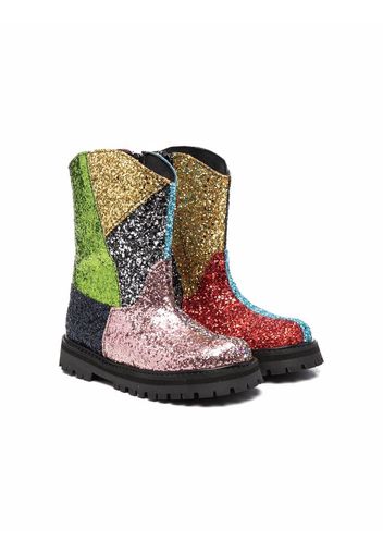 Marques'Almeida KIDS coloublock glitter boots - Rosso