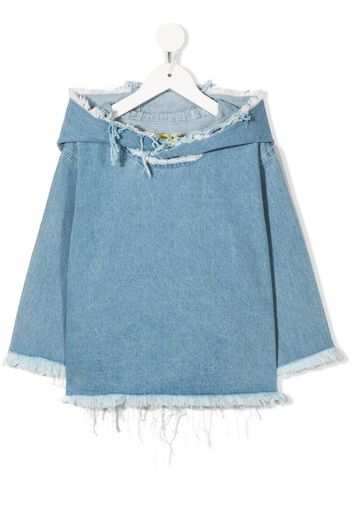 Marques'Almeida KIDS raw-cut denim hoodie - Blu