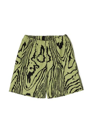 Marques'Almeida KIDS abstract-print logo-patch cotton shorts - Verde