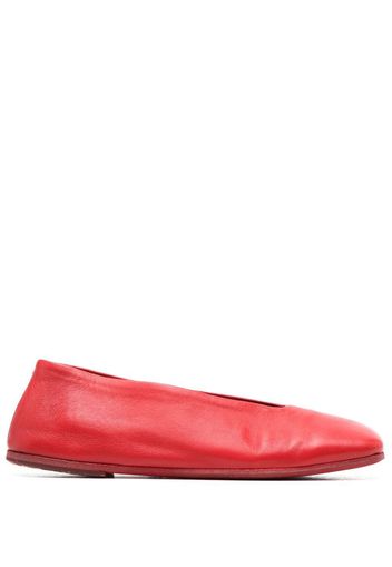 Marsèll square-toe leather ballerina shoes - Rosso