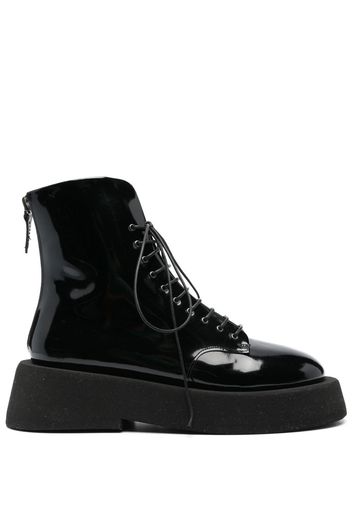 Marsèll 55mm patent lace-up boots - Nero