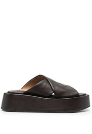 Marsèll crossover-strap platform slides - Marrone