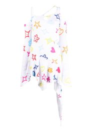 Marshall Columbia graphic-print asymmetric dress - Bianco