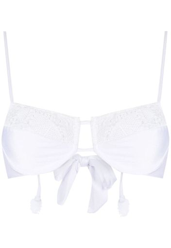 Martha Medeiros Top bikini Camila con inserti all'uncinetto - Bianco