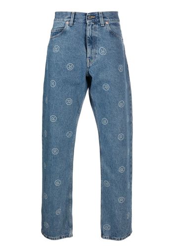 Martine Rose monogram-print straight-leg jeans - Blu