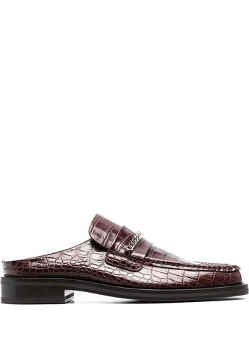 Martine Rose crocodile-effect square-toe loafers - Marrone