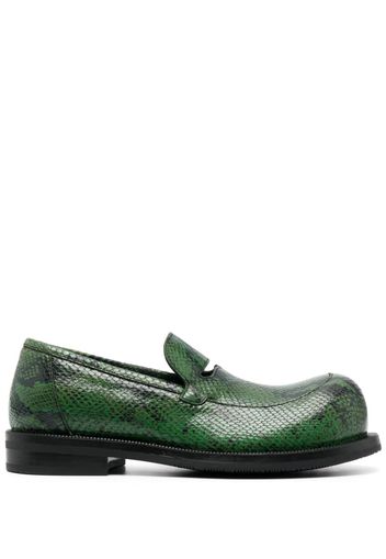 Martine Rose Bulb Toe snakeskin-effect loafers - Verde