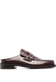 Martine Rose crocodile-effect square-toe loafers - Marrone