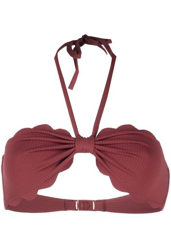 Marysia scallop-edge halterneck bikini top - Rosso