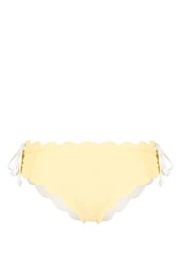 Marysia Spring Tie scallop-edge bikini bottoms - Giallo