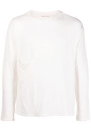 Ma'ry'ya long-sleeve round-neck linen sweater - Bianco