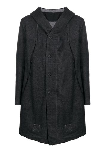 buttoned hooded coat