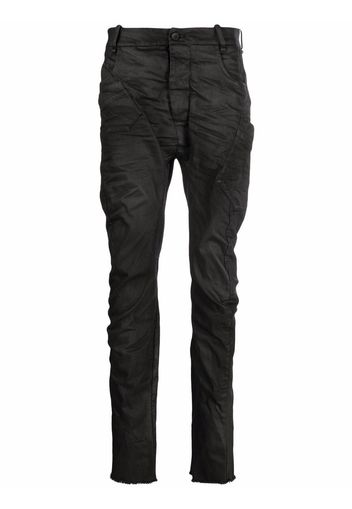 Masnada wrinkled-effect stretch-cotton skinny trousers - Nero