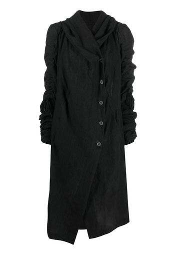 Masnada asymmetric mid-length linen coat - Nero