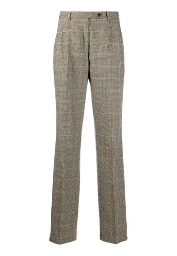 high-waisted houudstooth trousers