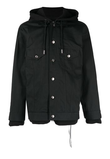 Mastermind Japan layered-design zip-up hoodie - Nero