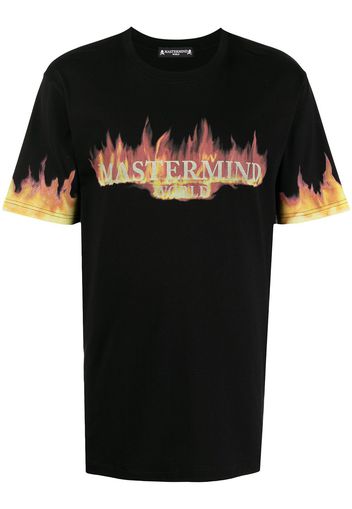 Mastermind World flame logo-print T-shirt - Nero