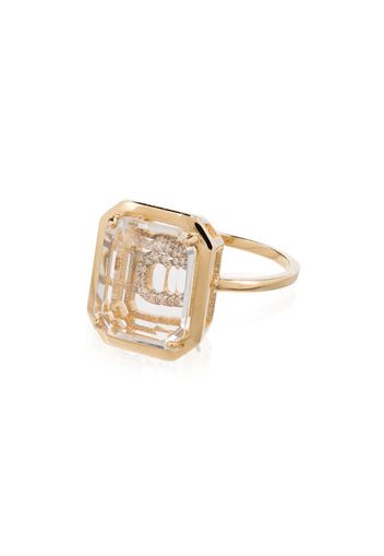 14K yellow gold C initial diamond ring