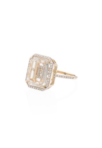 14kt yellow gold diamond E initial ring