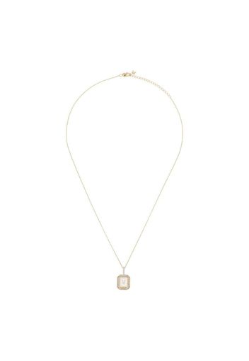 14K yellow gold V-initial diamond necklace