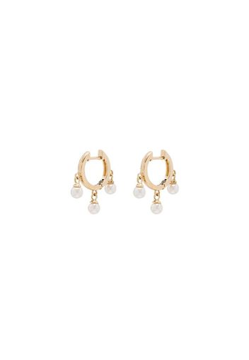 14K yellow gold trio pearl huggie earrings