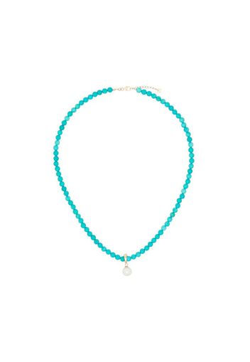 14K yellow gold turquoise bead pearl necklace