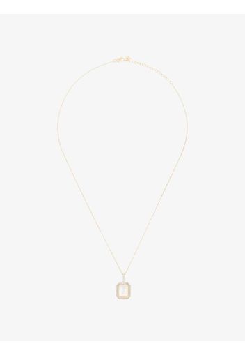 14K yellow gold diamond T necklace