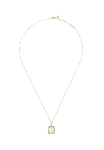 14K yellow gold I-initial diamond necklace