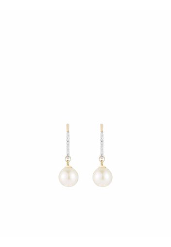 Mateo 14kt yellow gold single pearl diamond drop earrings - Oro