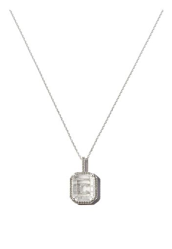 Mateo 14kt white gold C initial diamond pendant necklace - Argento