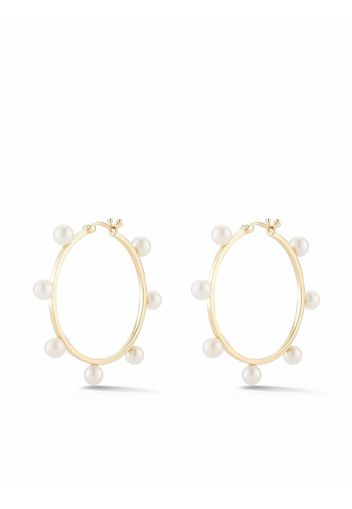 Mateo 14kt yellow gold large pearl dot hoop earrings - Oro