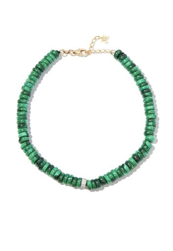 MATEO 14kt yellow gold malachite diamond beaded bracelet - Oro