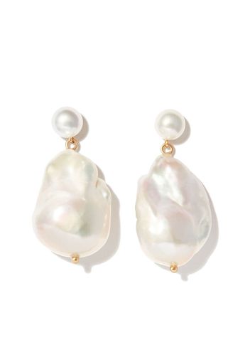 Mateo 14kt yellow gold pearl drop earring - Oro