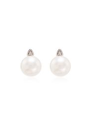 14K yellow gold pearl and diamond stud earrings