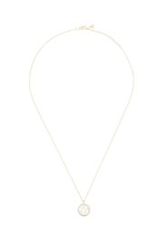 14K yellow gold A initial pearl crystal pendant necklace