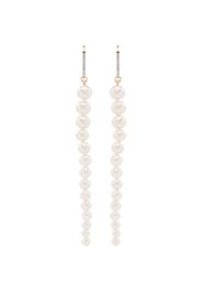 14K gold pearl and diamond drop earrings