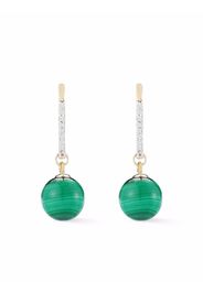 Mateo 14kt yellow gold single malachite diamond drop earrings - Oro