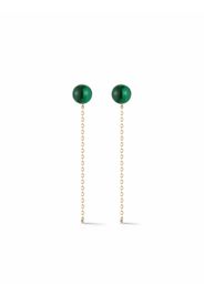 Mateo 14kt yellow gold malachite stud chain drop earrings - Oro