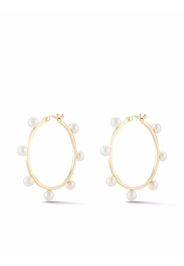 Mateo 14kt yellow gold large pearl dot hoop earrings - Oro