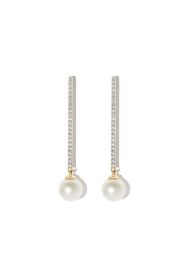 MATEO 14kt yellow gold diamond pavé pearl drop earrings - Oro