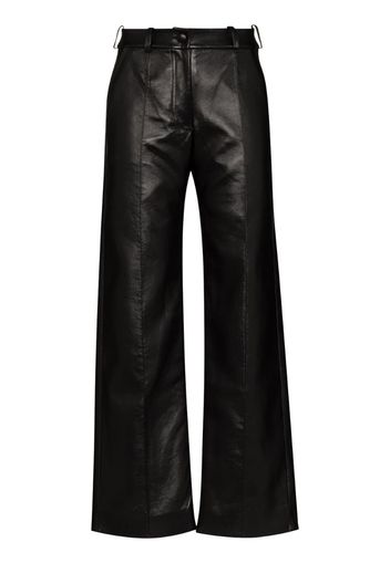 wide leg faux leather trousers